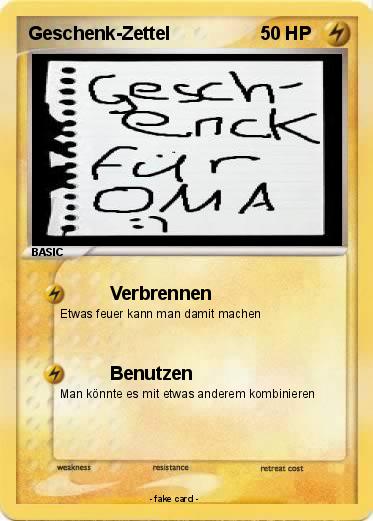 Pokemon Geschenk-Zettel