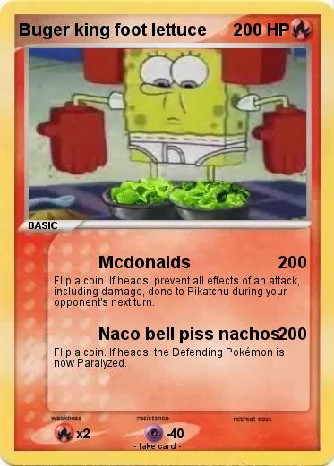 Pokemon Buger king foot lettuce