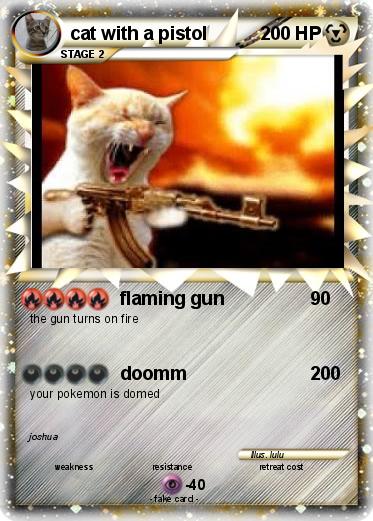 Pokemon cat with a pistol