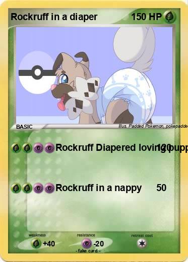 Pokemon Rockruff in a diaper