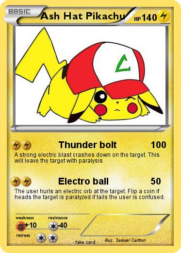 Pokemon Ash Hat Pikachu