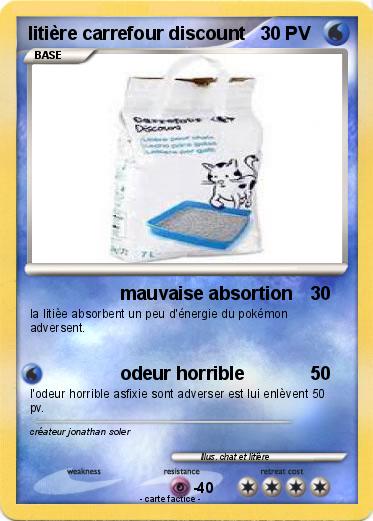 Pokemon litière carrefour discount