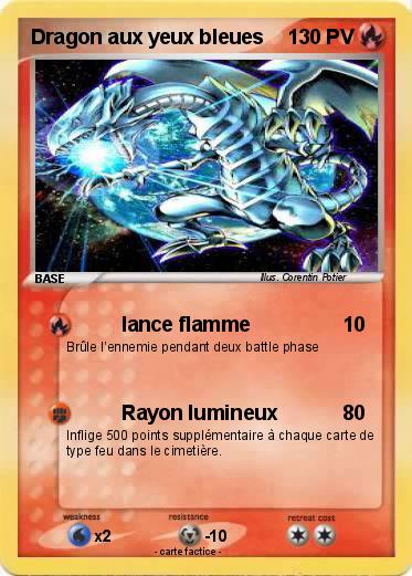 Pokémon Dragon aux yeux bleues - lance flamme - Ma carte Pokémon