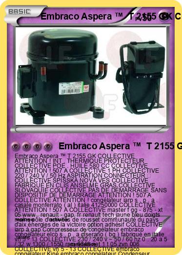 Pokemon Embraco Aspera ™  T 2155 GK COLLECTIVE