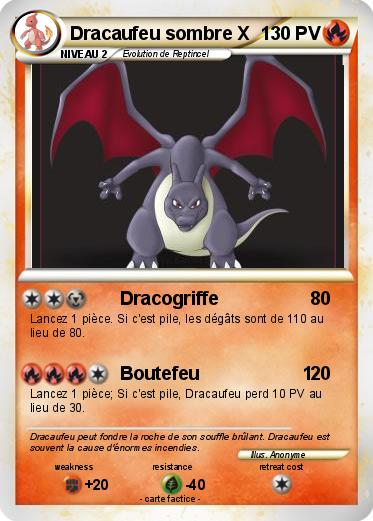 Pokemon Dracaufeu sombre X