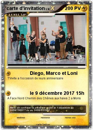 Pokemon 'carte d'invitation