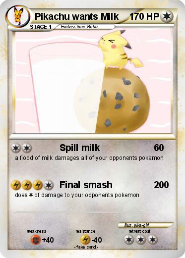 Pokemon Pikachu wants Milk