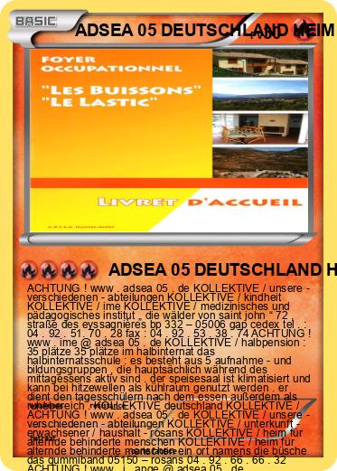 Pokemon ADSEA 05 DEUTSCHLAND HEIM FÜR ALTERNDE BEHINDERTE MENSCHEN DEUTSCHLAND IME DEUTSCHLAND