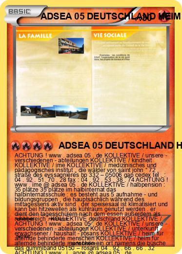 Pokemon ADSEA 05 DEUTSCHLAND HEIM FÜR ALTERNDE BEHINDERTE MENSCHEN DEUTSCHLAND IME DEUTSCHLAND