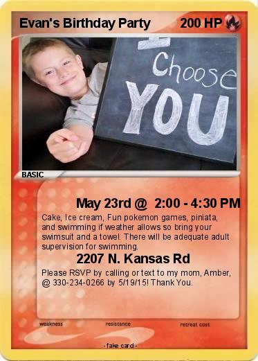 Pokemon Evan's Birthday Party