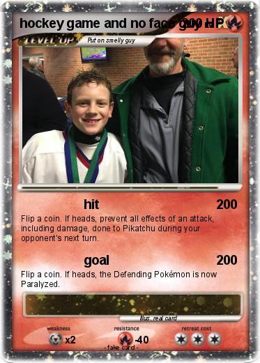 Pokemon hockey game and no face guy