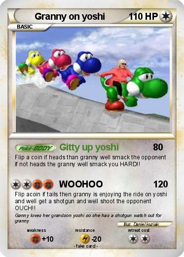 Pokemon Granny on yoshi