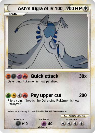 Pokemon Ash's lugia of lv 100