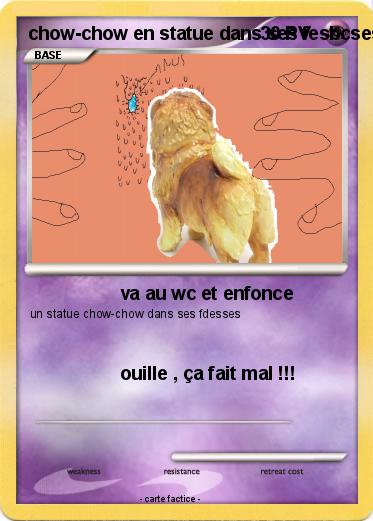 Pokemon chow-chow en statue dans ses fesbcses