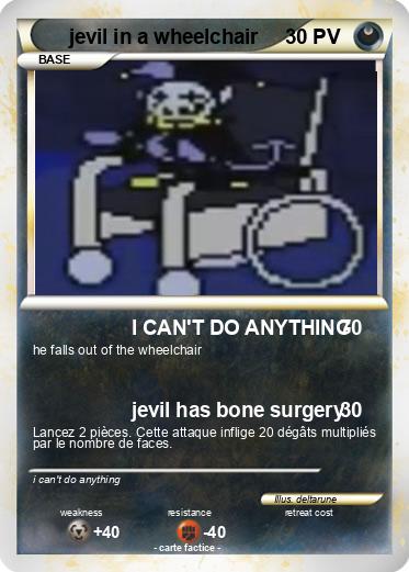 Pokemon jevil in a wheelchair