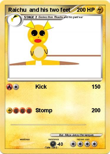 Pokemon Raichu  and his two feet