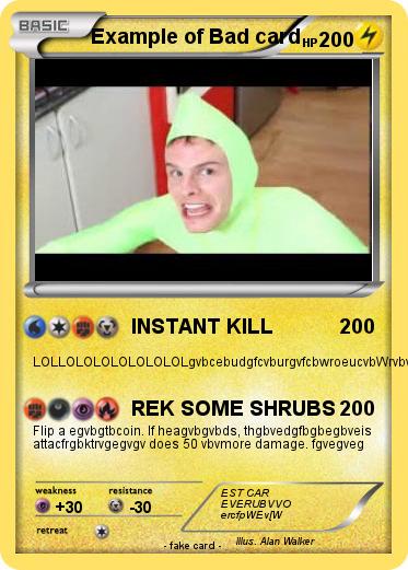 Pokemon Example of Bad card