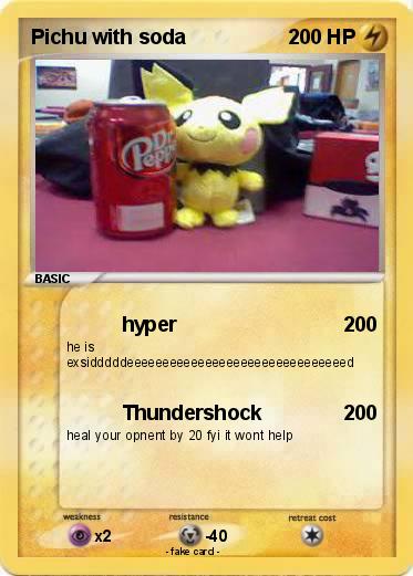 Pokemon Pichu with soda