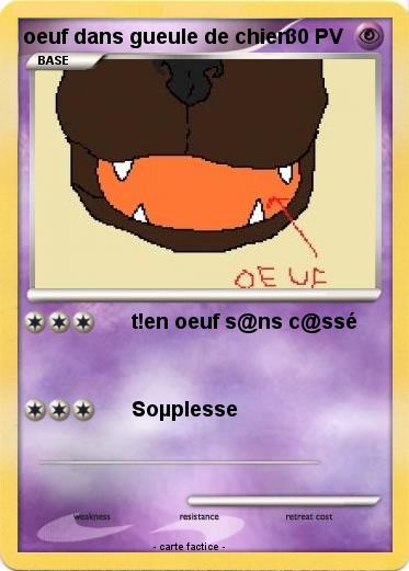 Pokemon oeuf dans gueule de chien