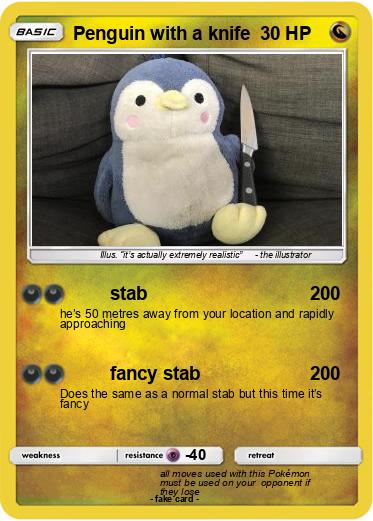 Pokemon Penguin with a knife