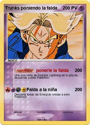 Pokemon Trunks poniendo la falda