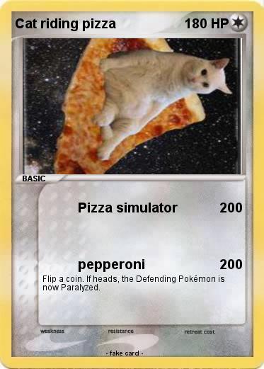 Pokemon Cat riding pizza