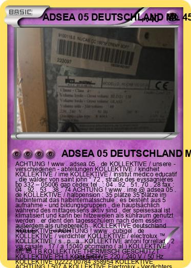 Pokemon ADSEA 05 DEUTSCHLAND ML 45 TB KOLLEKTIVE ELECTROLUX ™ DEUTSCHLAND IME DEUTSCHLAND