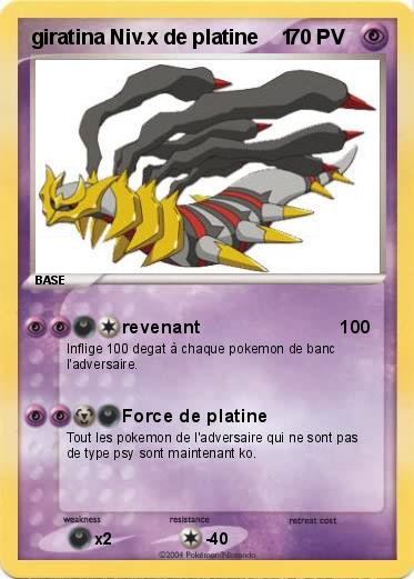Pokemon giratina Niv.x de platine    1 