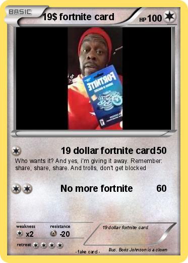 Pokemon 19$ fortnite card