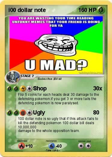 Pokemon i00 dollar note