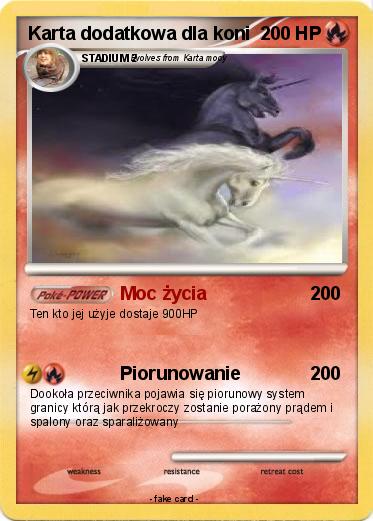Pokemon Karta dodatkowa dla koni