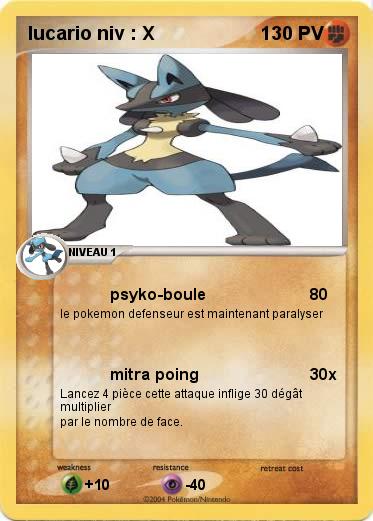 Pokemon lucario niv : X