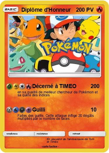 Pokemon Diplôme d'Honneur