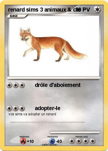 Pokemon renard sims 3 animaux & cie