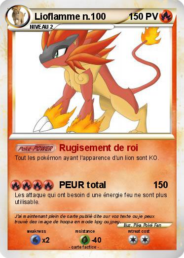 Pokemon Lioflamme n.100