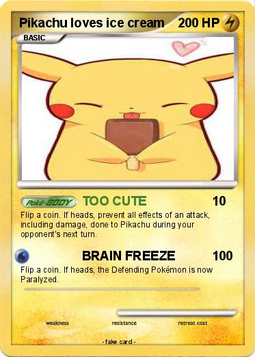 Pokemon Pikachu loves ice cream