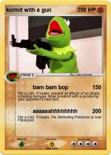 Pokemon kermit with a gun
