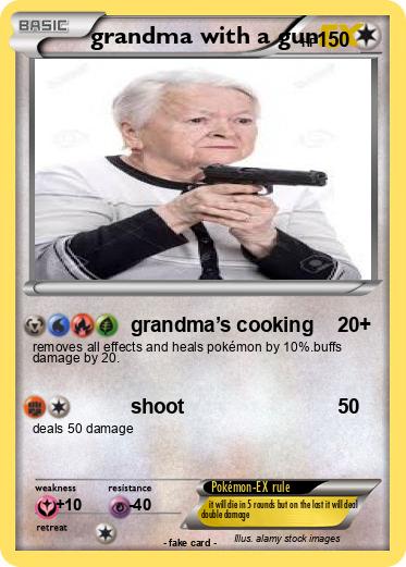 Pokemon grandma with a gun