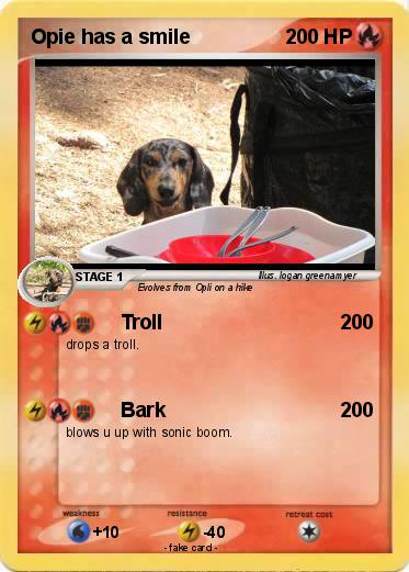 Pokemon Opie has a smile