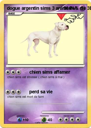 Pokemon dogue argentin sims 3 animaux & cie 3DS