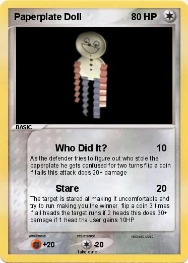 Pokemon Paperplate Doll