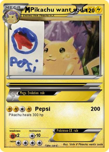 Pokemon Pikachu want soda