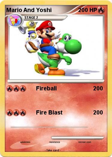 pokémon mario and yoshi 47 47  fireball  my pokemon card