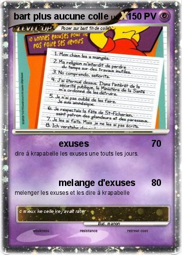 Pokemon bart plus aucune colle