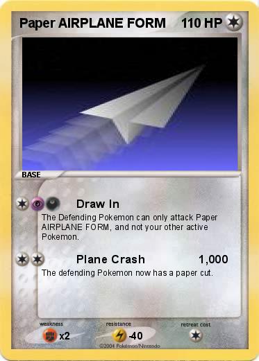 Pokemon Paper AIRPLANE FORM