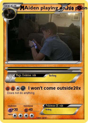 Pokemon Aiden playing on his phone