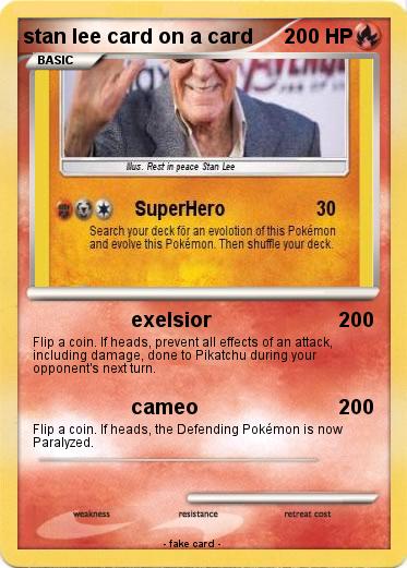 Pokemon stan lee card on a card