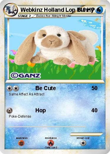 Pokemon Webkinz Holland Lop Bunny