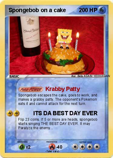 Pokemon Spongebob on a cake