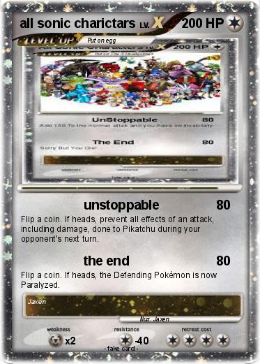 Pokemon all sonic charictars